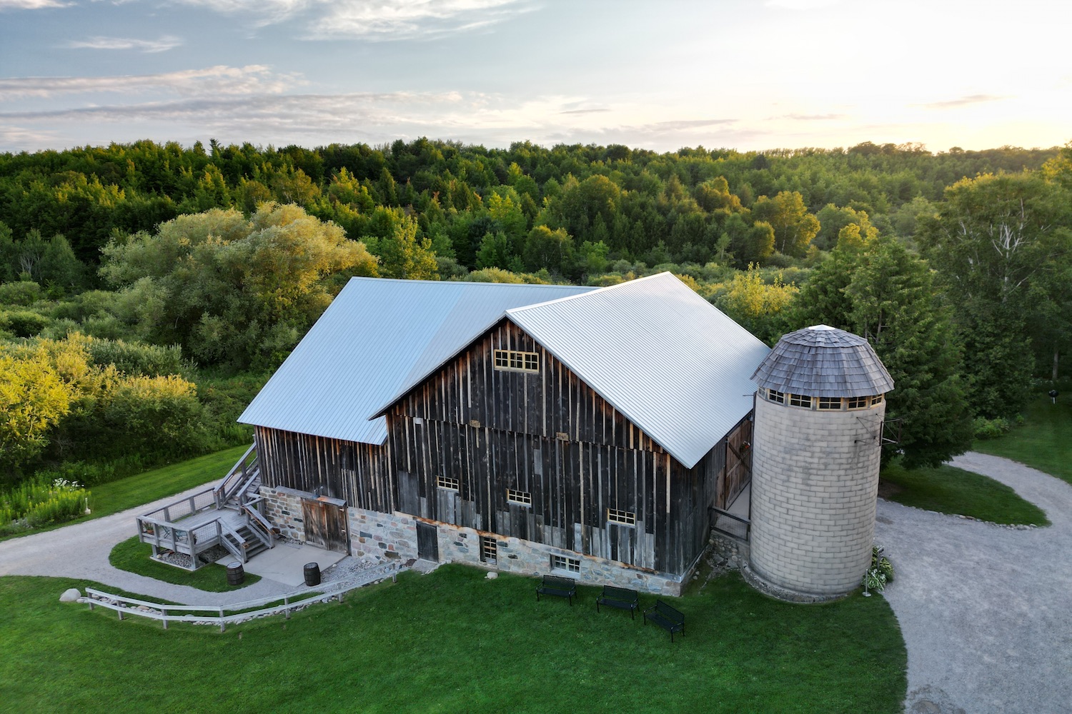 Aerial view of Starry night Barn